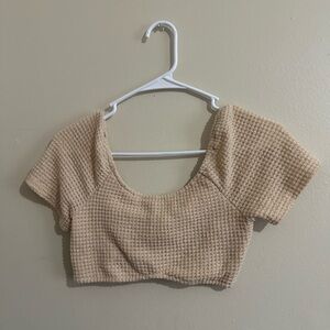 SHEIN Beige Textured Crop Top